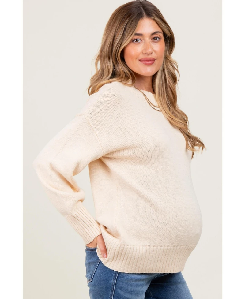 Pinkblush Maternity Burgundy Drop Shoulder Oversized Sweater