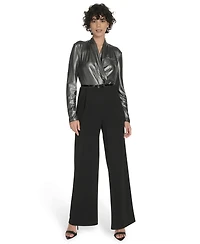Tommy Hilfiger Women's Shimmer Belted Wide-Leg Jumpsuit