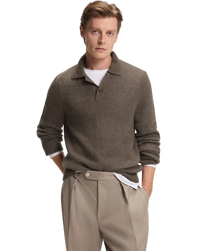 Boss by Hugo Men's Beckham x Mouline Rib Polo-Collar Sweater