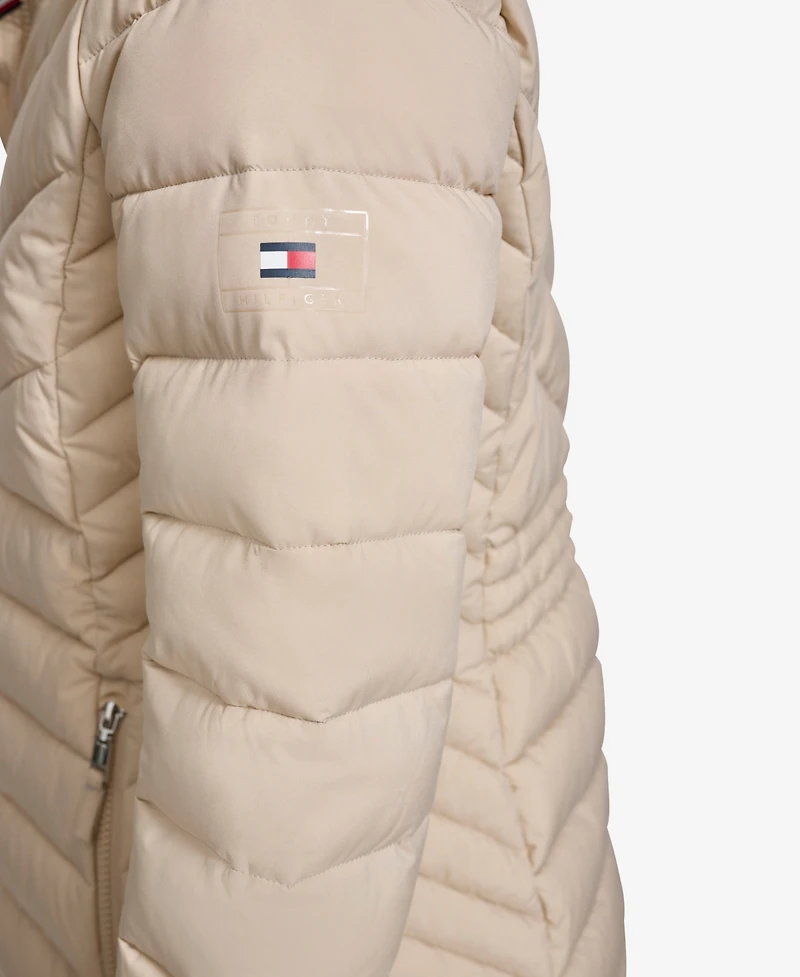 Tommy Hilfiger Women's Long Sleeves Hooded Puffer Jacket