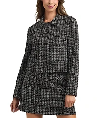 Bcx Women's Tweed Check Boucle Long Sleeves Jacket