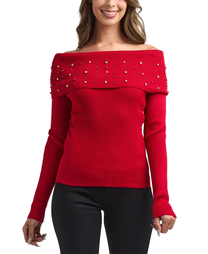 Bcx Women's Off-The-Shoulder Pull-On Sweater