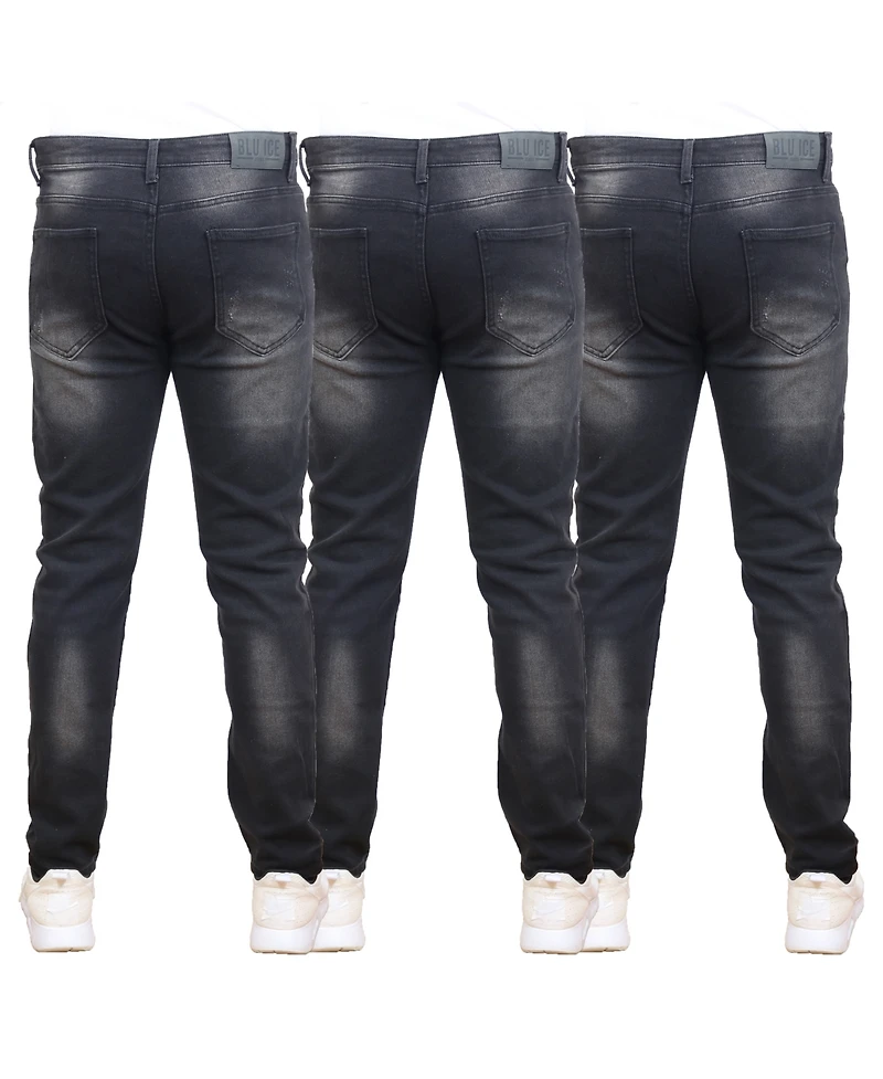 Blue Ice Men's 3-Pack Stretch Ripped Jeans