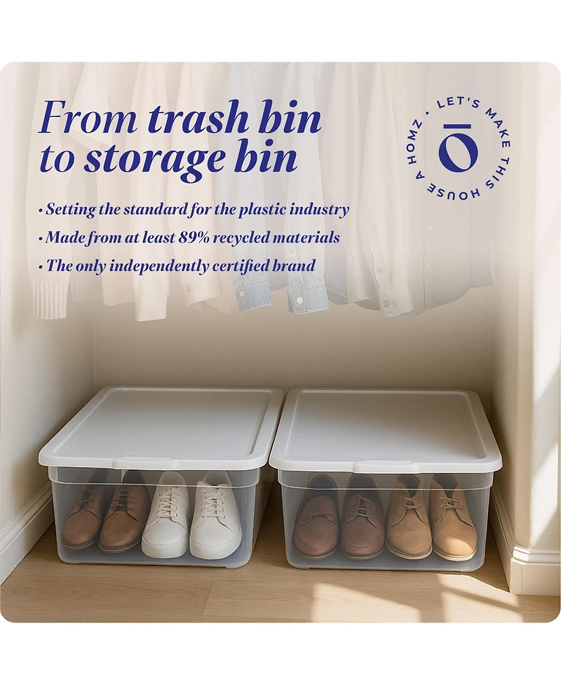 Homz 28 Qt Snaplock Clear Plastic Storage Container Bin with Secure Lid, 2 Pack