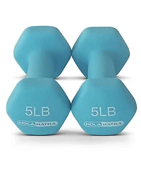 HolaHatha 3, 5, and 8 Pound Dumbbell Hand Weight Set with Storage Rack, Multi
