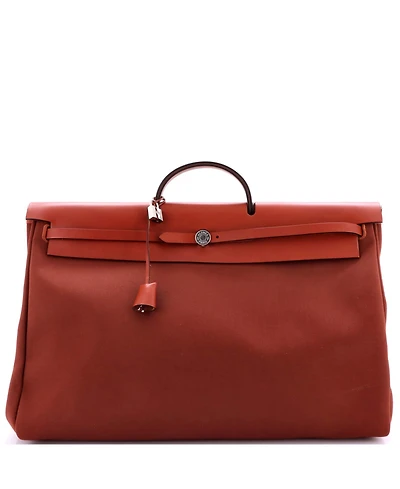 Pre-Owned Hermes 50 Herbag Zip Leather and Toile