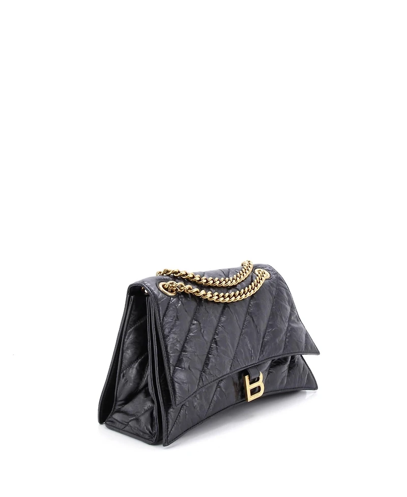 Pre-Owned Balenciaga Crush Chain Flap Bag Quilted Crushed Calfskin