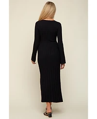 Pinkblush Maternity Taupe Ribbed Knit Maxi Dress