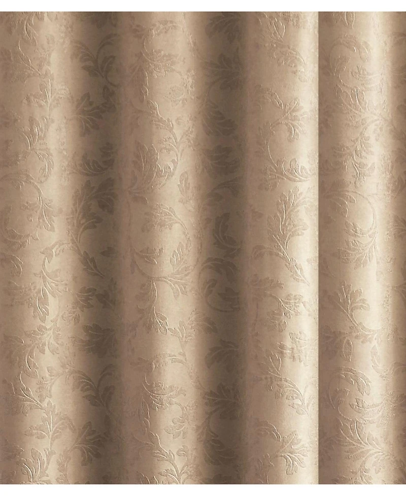 Kate Aurora Chic Living 2 Pack Floral Leaves Embossed Room Darkening Grommet Top Curtain Panels - 84 in. Long - Navy Blue
