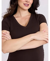 Motherhood Maternity V-Neck Side-Ruched Short Sleeve Tee
