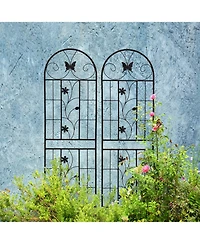 Streamdale Furniture 2 Pack Metal Garden Trellis 71" Rustproof Black