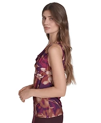 Halston Women's Printed Sleeveless Cowl Neck Top