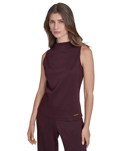 Halston Women's Sleeveless Mock Neck Pull On Top
