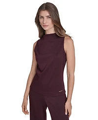 Halston Women's Sleeveless Mock Neck Pull On Top