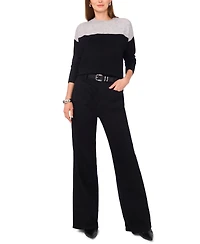 Vince Camuto Women's Cozy Extended Shoulder Color Blocked Sweater