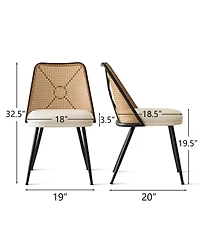 5-Piece 39.4" Round Black Dining Table Set with Starburst Base and 4 Faux Rattan Back Chairs in Mid-Century Modern Style-Maison Boucle