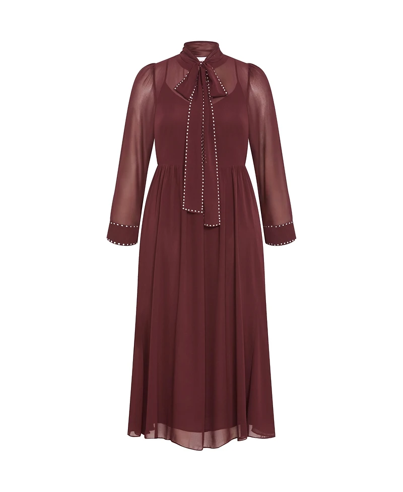 City Chic Women's Kara Stud Tie Neck Maxi Dress