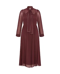 City Chic Women's Kara Stud Tie Neck Maxi Dress