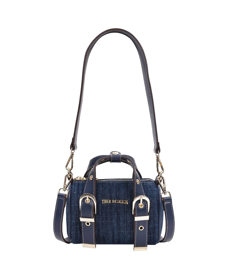 True Religion Denim Buckle Strap Mini Satchel