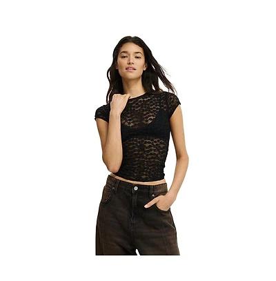 Cotton On Women's Ashley Mesh Short Sleeve Top