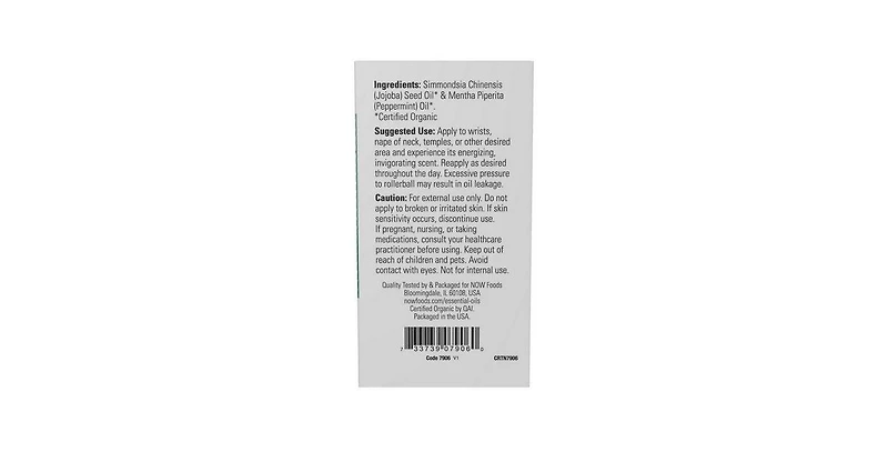Now Foods Roll-On Peppermint Essential Oil Blend, 10 Ml