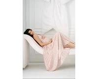 Pinkblush Maternity Light Pink Floral Pleated Back Cutout Maxi Dress