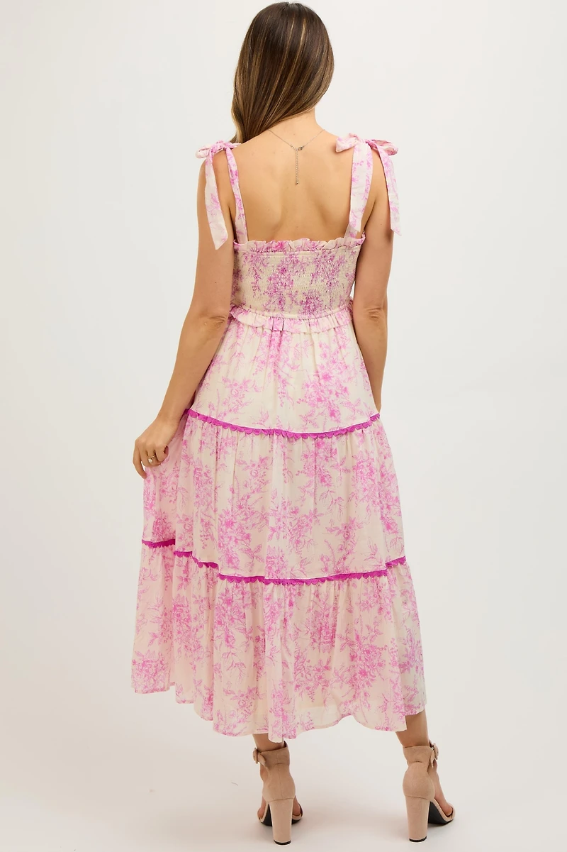 Pinkblush Maternity Floral Sleeveless Ruffle Tiered Midi Dress