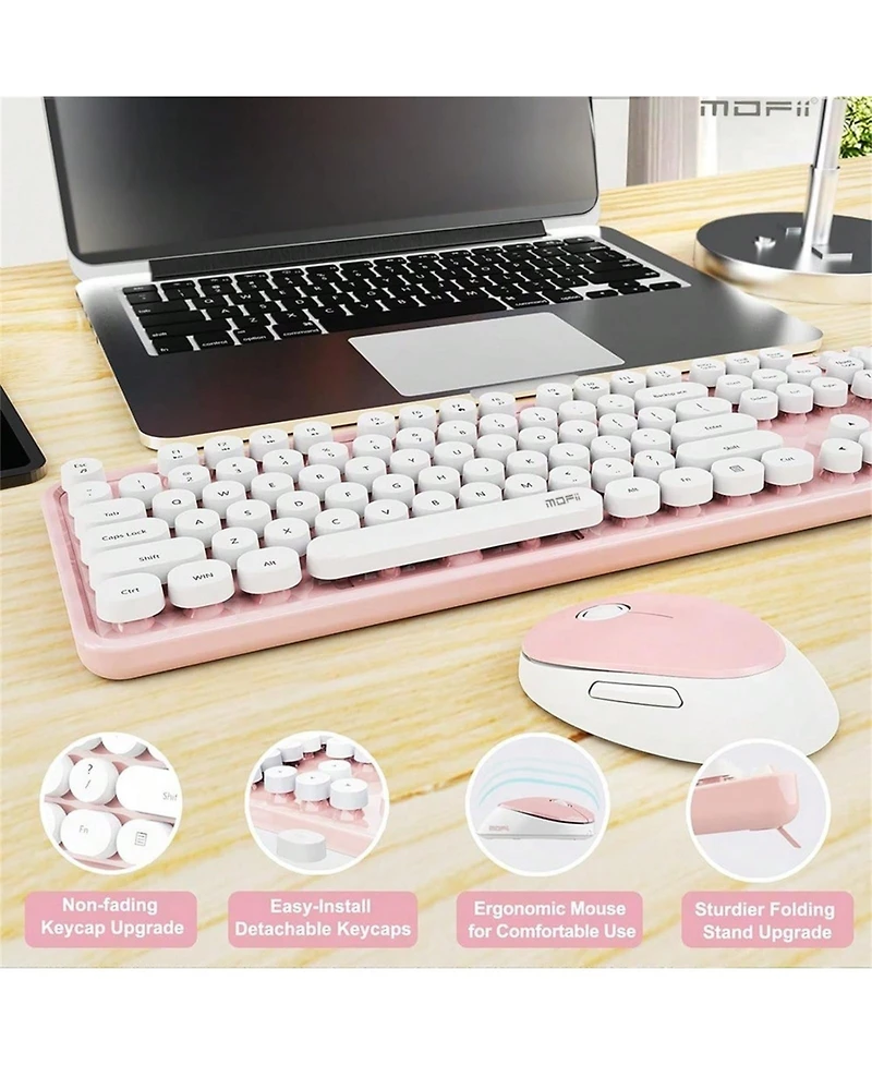 Ergonomic Wireless Keyboard And Mouse Set - 104 Keys Full Size 2.4G Wireless Keyboard Mouse Combo Keycaps Keyboard For Desktop/Laptop