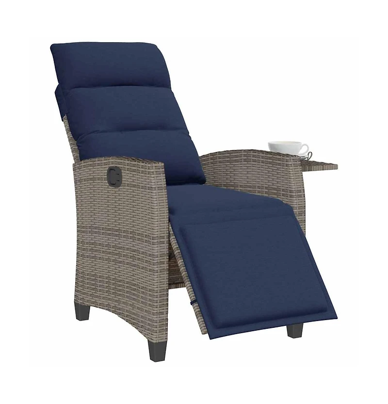 vidaXL Reclining Garden Chair Grey, Navy Blue