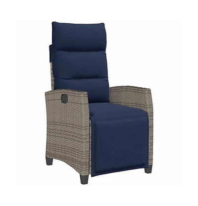 vidaXL Reclining Garden Chair Grey, Navy Blue