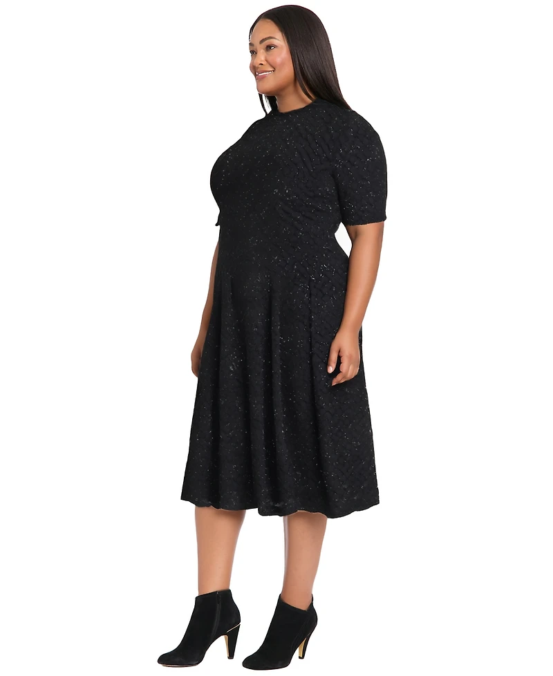 Maggy London Plus Glitter Knit Fit and Flare Midi Dress
