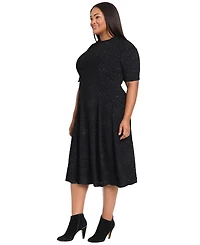 Maggy London Plus Glitter Knit Fit and Flare Midi Dress