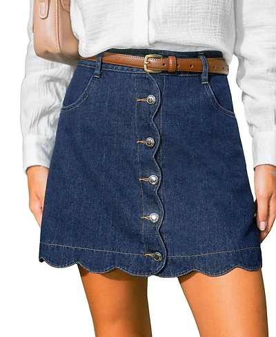 Cupshe Women's Round & Blue Mini Skirt