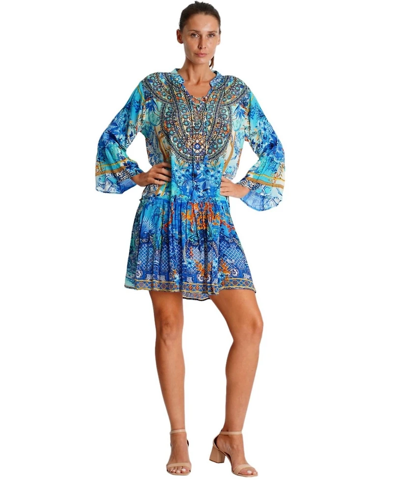 La Moda Clothing Women's long sleeve short dress