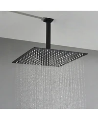 Rainsken 16" Matte Black Shower Head - Luxury Rainfall Showerhead with Self-Cleaning Nozzles, Universal Fit