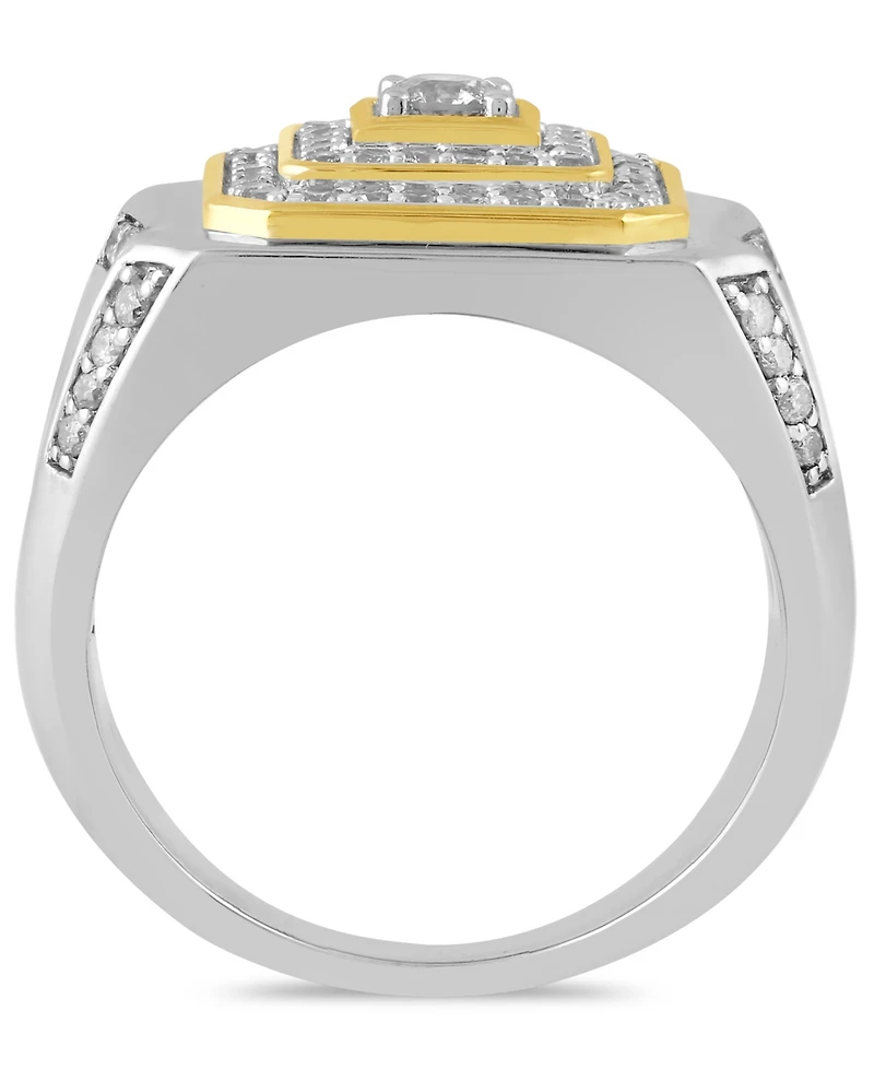 Macy's Men's Diamond Ring (1 ct. t.w.) in Yellow Gold Plated Sterling Silver