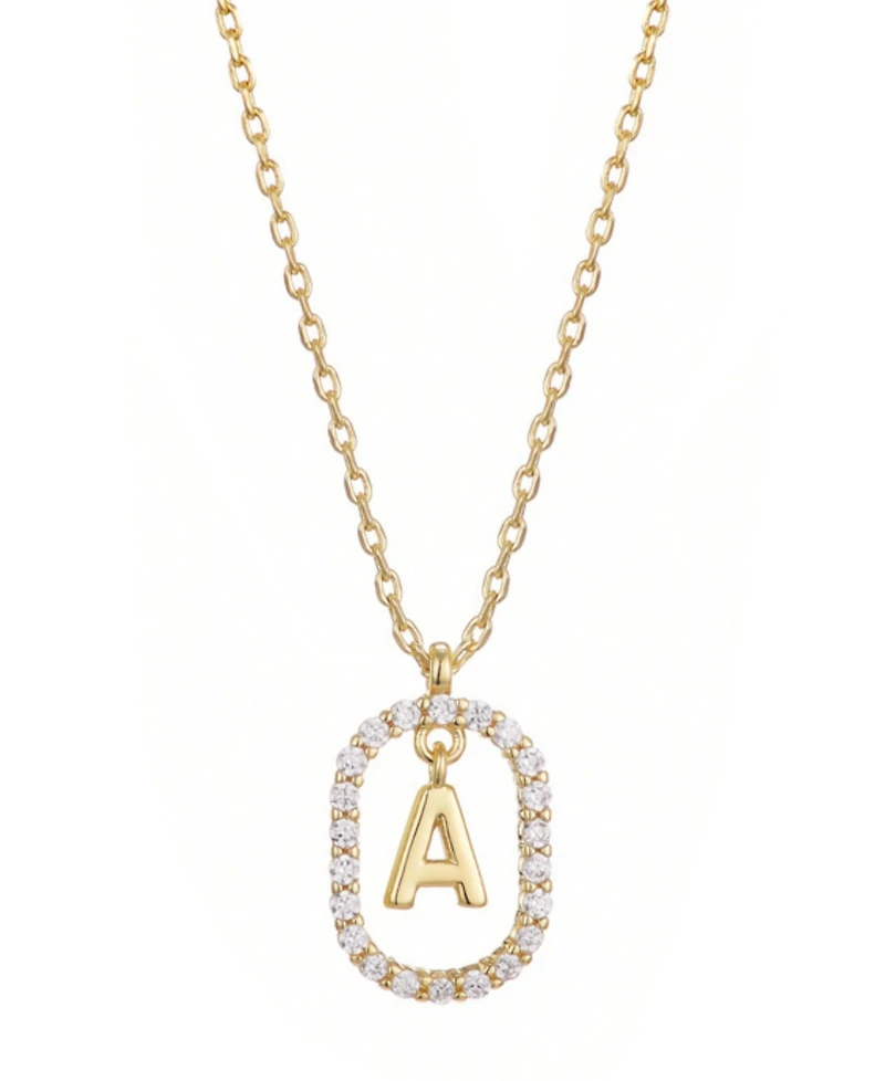 Adornia Gold Plated Cubic Zirconia Floating Letter Frame Necklace