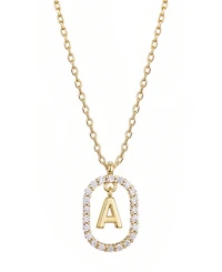 Adornia Gold Plated Cubic Zirconia Floating Letter Frame Necklace