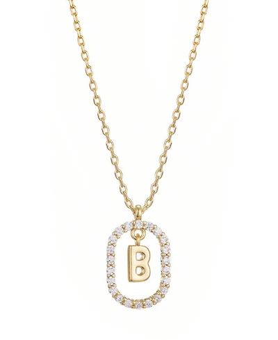 Adornia Gold Plated Cubic Zirconia Floating Letter Frame Necklace
