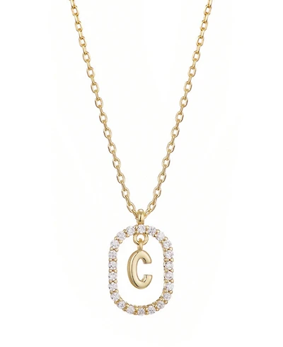 Adornia Gold Plated Cubic Zirconia Floating Letter Frame Necklace