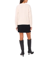 Vince Camuto Women's Sequin Cable Long Sleeve Sweater