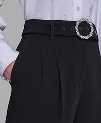 Karl Lagerfeld Paris Women's Embellished Belt Pants