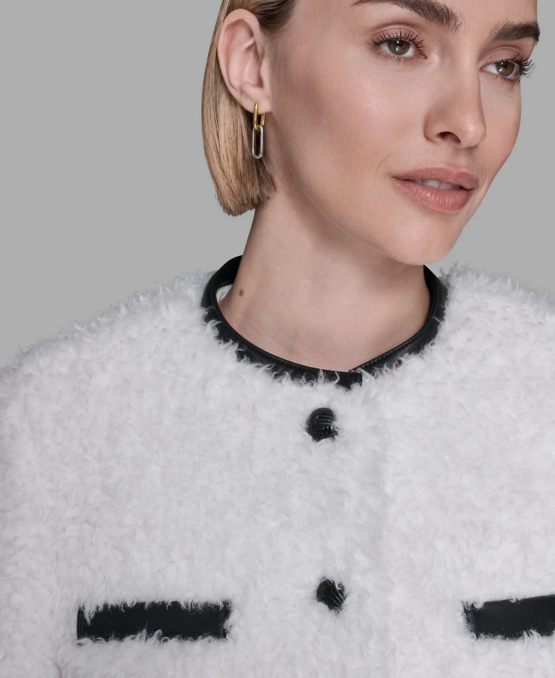 Karl Lagerfeld Paris Women's Crewneck Pocket Detail Jacket