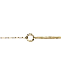 14K Gold Plated with Circular Charm Dual Chain Bracelet