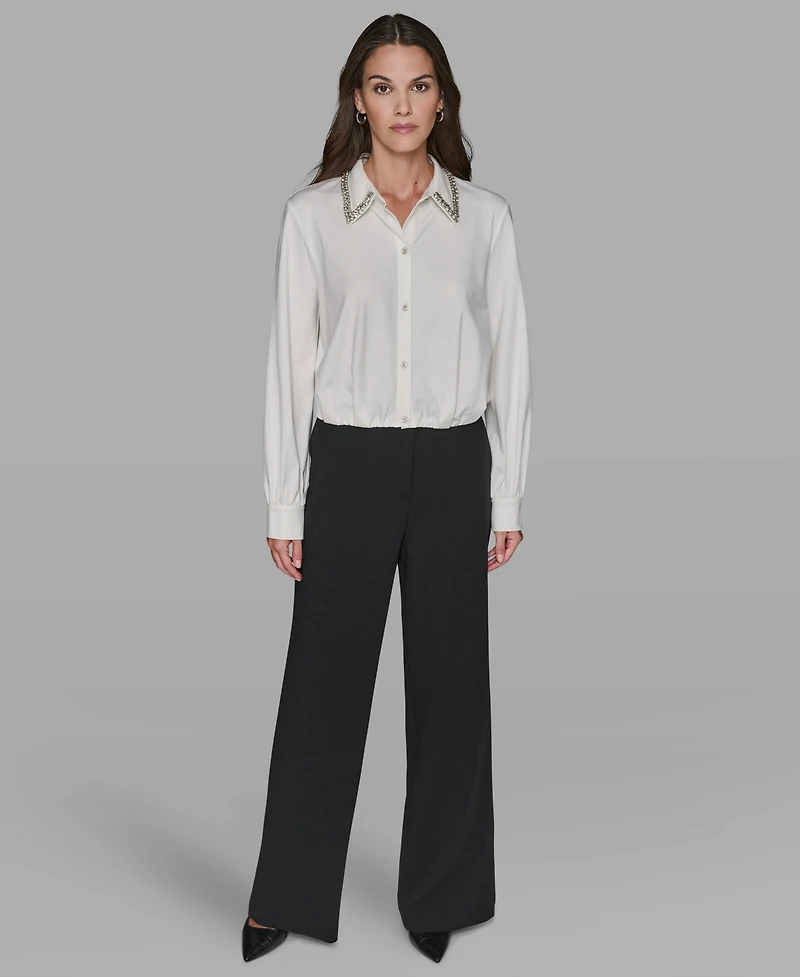 Karl Lagerfeld Paris Women's Sparkle Collar Top