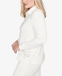 Alfred Dunner Vienna Metallic Studded Animal Pattern Knit Top