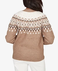 Alfred Dunner Vienna Fair Isle Gold Studded Sweater