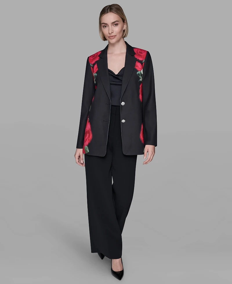 Karl Lagerfeld Paris Women's Floral Print Collar Blazer