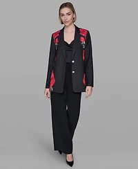 Karl Lagerfeld Paris Women's Floral Print Collar Blazer