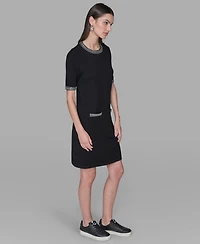 Karl Lagerfeld Paris Women's Crewneck Embellished Shift Dress